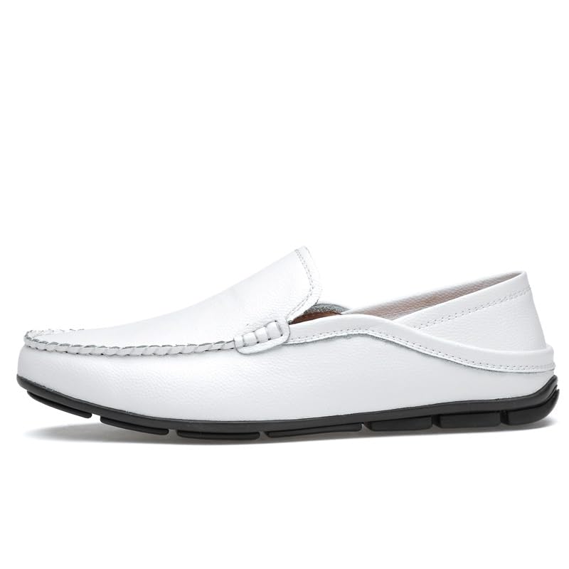 Men's Loafers Shoes Solid Color Round Toe Leather Loafers Slip Resistant Lightweight Flexible Wedding Casual Slip-on3