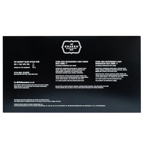 The Kraken Experience, Spiced Rum Gift Set - 2x 5cl Black Spiced Alcohol Miniatures, 2x Kraken Glass and Fever Tree Ginger Beer & Cola 2x 200ml - Cocktail Rum Gifts for Men, Dad, Birthday, Christmas - Image 6