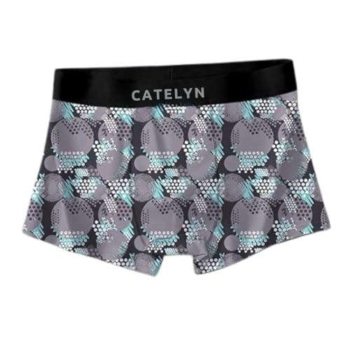 Image of CATELYN Printed Men's Extra Thin Elastic Ice Silk Underwear - Long, Comfortable, Breathable Boxer Brief Trunks, Smooth Fabric (Pack of 3)