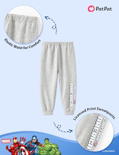Marvel Captain America Cosplay Hoodie Jogger Pant Set Little Boy 2 Piece Outfit Avengers Themed Apparel Tracksuit Slit Pocket & Cap Embroidered Hollow Eyes Grey Pullover Sweatshirt Sweatpants 4–5 Year - image 5