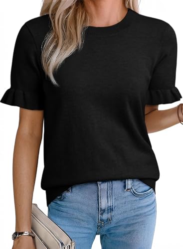 EVALESS Plus Size Tops for Women 2026 Cute Ribbed Knit