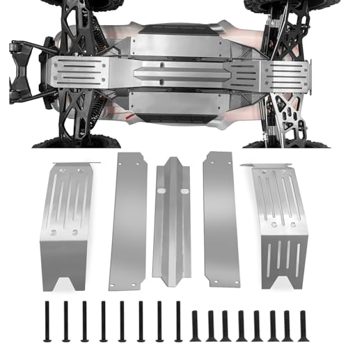 RCHUBAM 5pcs Protector Skid Plate Set Stainless Steel Chassis for 1/5 TRX X-Maxx XMAXX 6S 8S RC Car