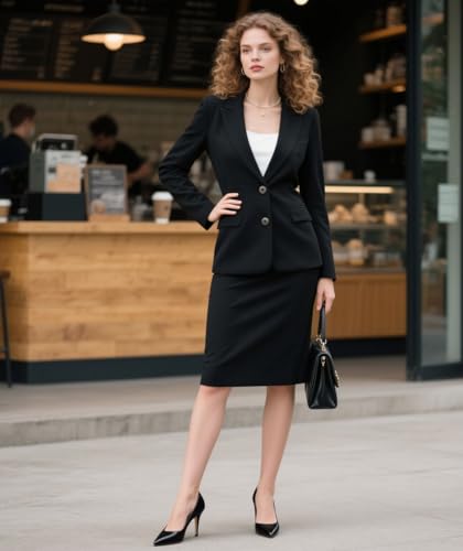 2 Piece Skirt Sets for Women Business Office Formal Dress Suit Skirt and Blazer Sets for Women3