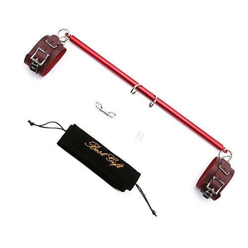 TMEOIIPY Pilates Exercise bar, Expandable Red Yoga Exercise Adjustable Spreader Bar with 2pcs Red Adjustable Straps, Home Gym Sports Aid Training Fitness Gear, Pilates aid kit