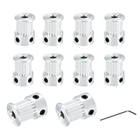 BZ 3D GT2 Riemenscheibe GT2 Pulley 20 Zähne 5mm Bohrung 10mm Breite Zahnriemenscheibe 20 Teeth 5mm Bore für Voron 2.4 für 3D-Drucker,CNC 9mm/10mm Breite GT2 Zahnriemen.(10 Stück)