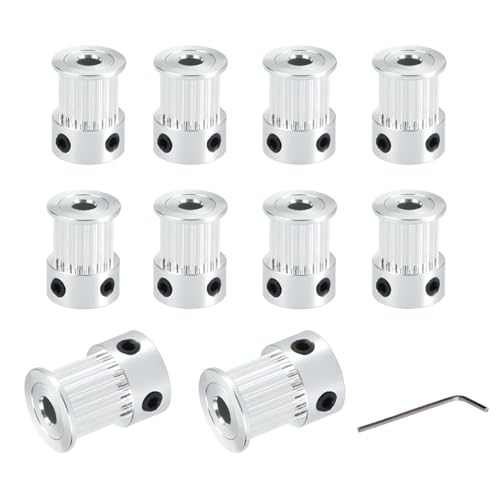 BZ 3D GT2 Pulley 20 Teeth 5mm Bore 10mm Width 20T Timing Pulley Wheel 5mm Bore for Voron 2.4 for 3D Printer 9mm/10mm Width GT2 Timing Belt.(10 pcs)