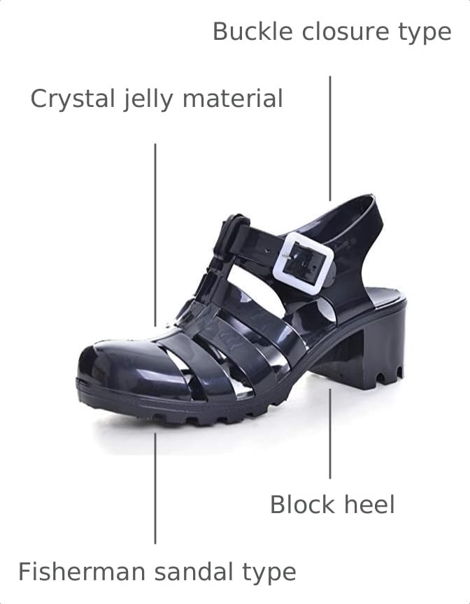 Image of Hee grand Crystal Jelly Heel Sandals for Women Summer Beach Jelly Shoes