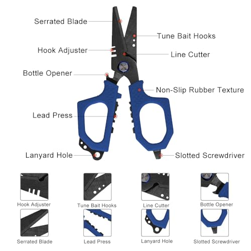 jinyudao Tesoura de pesca com lânas serrilhadas duplas Tesoura de linha trançada de aço molibdênio v