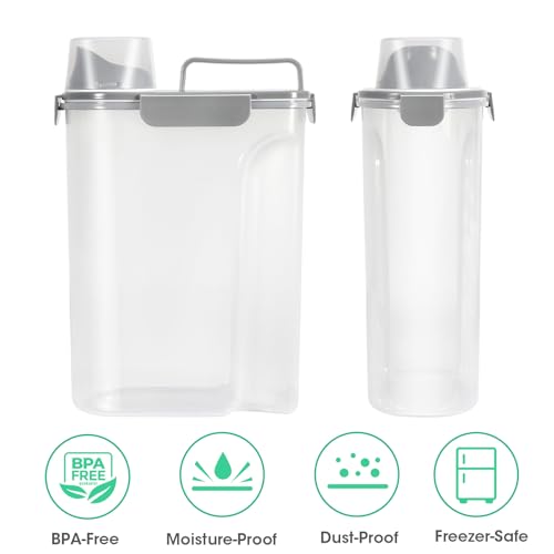 TBMax Dog Cat Food Storage Container 5 to 7 lbs, Airtight Pet Food Dispenser with Easy-Pouring Spout & Measuring Cup, Portable Kibble Container for Travel Dog Food Storage