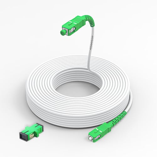 Simplex SC/APC to SC/APC Fiber Patch Cable 50m/164ft,Fiber Optic Internet Cable,Single Mode Armored Fiber Optic Jumper Optical Patch Cord, Att Fiber Cable OS1/OS2 Compatible OD 3.0mm LSZH White
