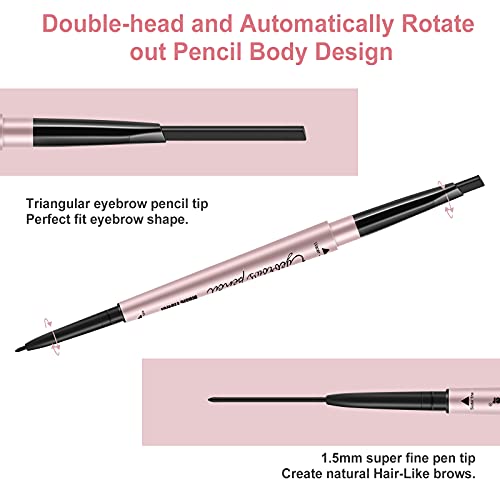 Turritopsisd Eyebrow Pencil, Brow Pen Dual-Ends Thick & Fine Tip Retractable Waterproof Long-Lasting Natural Eye Brows Makeup With Eyebrow Trimmer (Light Brown) #TOP2