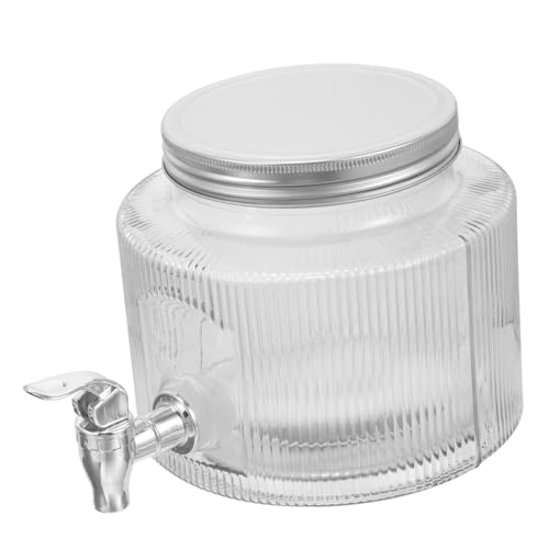 RORPOIR Distributore d Acqua in Vetro Con Rubinetto Distributore Di Bevande in Vetro Barattolo Per Tè Freddo Coperchio Sigillato Per Conservare La Freschezza