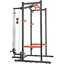 Sunny Health & Fitness Ultra Durable Power Zone Strength Rack Power Cage High Weight Capacity with Optional LAT Pull Down