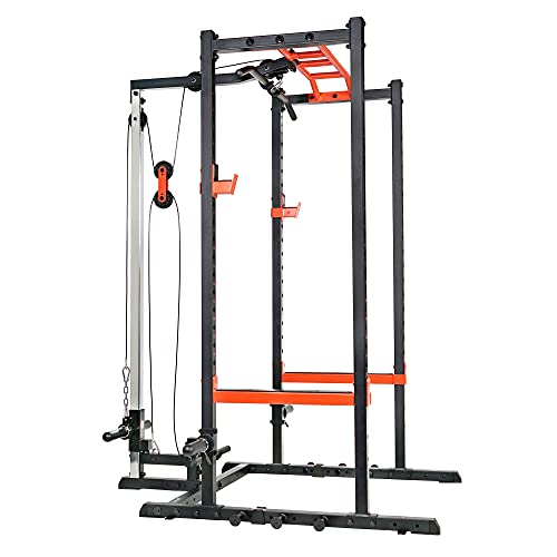 Sunny Health & Fitness Power Zone Strength Rack Power Cage With Lat Pull Down Attachment And Weight Bench #TOP1