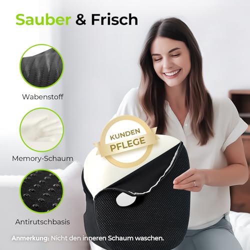 AUVON Sitzkissen Orthopädisch Ergonomisches Hämorrhoiden Sitzkissen mit Loch&U-Form Design, Steißbeinkissen Sitzring Steißbein entlastet & Sitzkomfort erhöht für Bürostuhl Auto Ischias Schwangerschaft