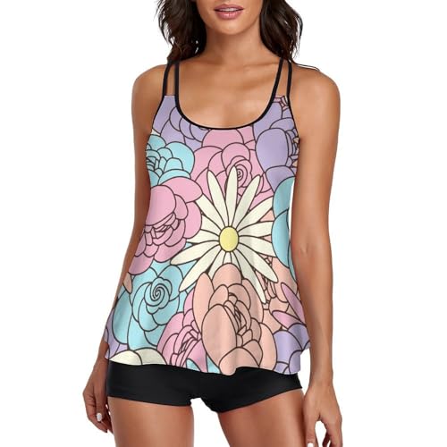 Maillot de bain tankini robe de plage fleurie style bikini shorty