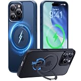 CASEKOO Patented 360 Spin Magnetic Stand for iPhone 16 Pro Case [Military Drop Protection] [Non-Slip Edge] [Compatible with MagSafe] Matte Shockproof Slim for 16 Pro Case 6.3'', Blue