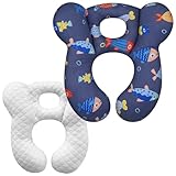 ZHOMA Baby Travel Pillow, Upgrade U-Shape Infant Pillow for Car Seat Pushchair and Stroller, Soft Comfortable Sleep Cushion for Kids Newborn and Toddler -Fish DarkBlue