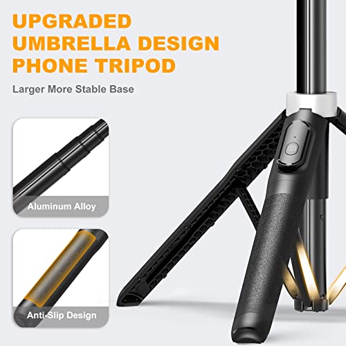 64" Tripod For Phone, Selfie Stick Tripod With Remote, Extendable Portable Tripod Stand, Cell Phone Tripod With Holder For Travel, Compatible With Iphone 14/13/12 Pro Max Samsung Camera Gopro #TOP1