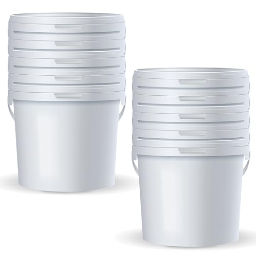 POSH Seau avec couvercle et anse en plastique blanc, de qualité alimentaire, anti-fuite, inodore, robuste, stable et hermétique (10 litres)
