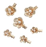 6PCS Small Flower Alligator Hair Clips Gold Hair Barrettes Pearl Hair Pins Floral Headpiece Hair Accessories for Girls Women