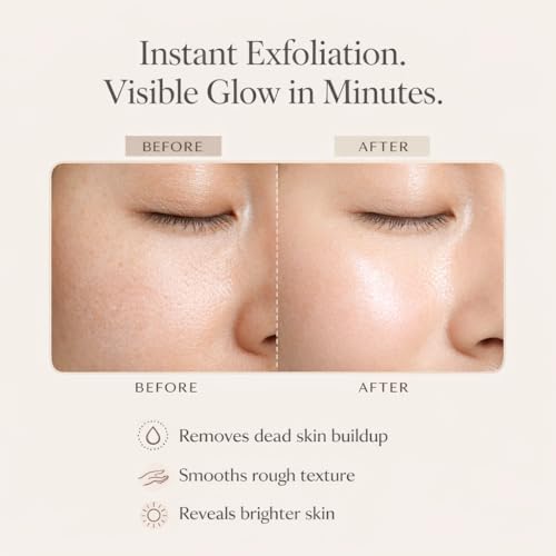Earthen Skincare Earthen Instant Peel Exfoliating Packets – Gentle Face & Body Exfoliator for Smooth, Glowing Skin – Removes Dead Skin Cells Without Harsh Acids – Single Use Treatment, 6 Count