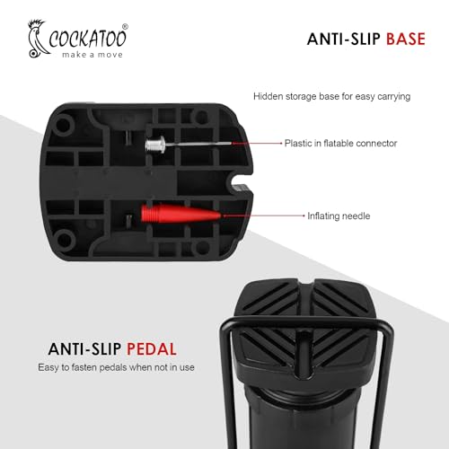 Image of Cockatoo Bicycle Foot Balloon Pump Machine for Bikes and Cycle, Balloon High Pressure Cycle Air Pump for Bicycle, Pump for Cycle Tyre