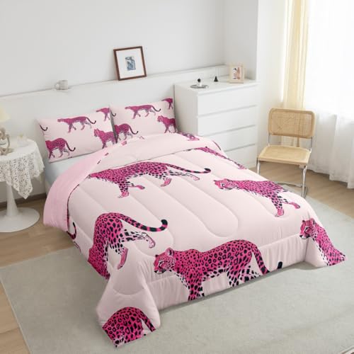 Housse de couette léopard rose Manfei parure de lit douce pour peau sensible - 5