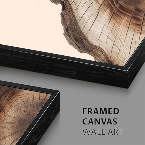 okudolit Tree Rings Canvas Wall Art Set Large Framed Modern Retro Neutral Wood Stump Painting Wall Decor Forest Nature Art Prints for Living Room Bedroom Dinning Room Farmhouse Office-16 x24 x3 by okudolit - Used condition - Image 5