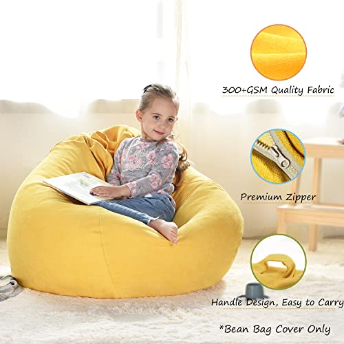 Yuppielife Stuffed Animals Bean Bag Chair Cover Candy-Colored Bean Bag/Large Stuff 'N Sit Organization/Toy Storage Bag/Kids Toys Organizer（27'',Ginger） #TOP1