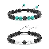 Hombres Mujeres 8 mm Lava Roca Ansiedad Aromaterapia Aceite esencial Difusor Pulsera - meditación, conexión a tierra, curación, piedras auténticas, aceites esenciales naturales, confianza en sí mismo,