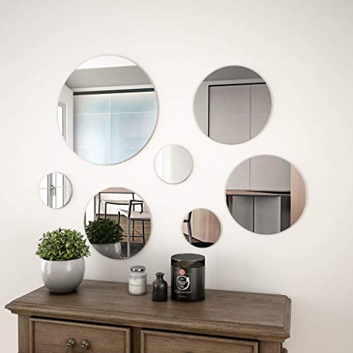 Gawany Ensemble de Miroirs Muraux Décoration 7 pcs Verre Rond Cover