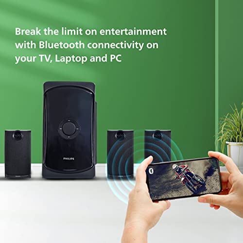 Image of Philips Audio TAV7587 5.1 Channel 100W Bluetooth Multimedia Speaker System with 5x15W Satellite Speakers, Multi-Connectivity Option with Supporting USB, AUX, FM & Remote Control (Black)
