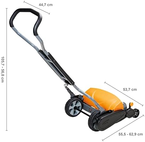 Fiskars Reel Mower, Lawn mower with contactless cutting system, cutting width: 46 cm, StaySharp Max, Black/Orange/Silver, 1000591