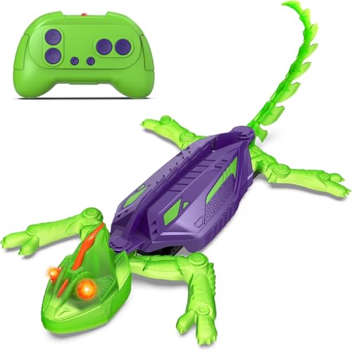 Goody King Gecko Radiocommandé - Lézard Télécommandé Qui Grimpe aux Murs et Plafonds - Pilotage Facile - Jouet à Mouvements Réalistes avec Rotation 360° - Jouet interactif pour Enfants dès 3+ Ans
