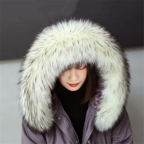 Faux Fur Trim for Hood Replacement Collar, Replacement Neck Warmer Scarf Shawl Wrap for Winter Coat Jacket, Unisex Detachable Faux Fur Trim for Hood Replacement, Buttons Included2