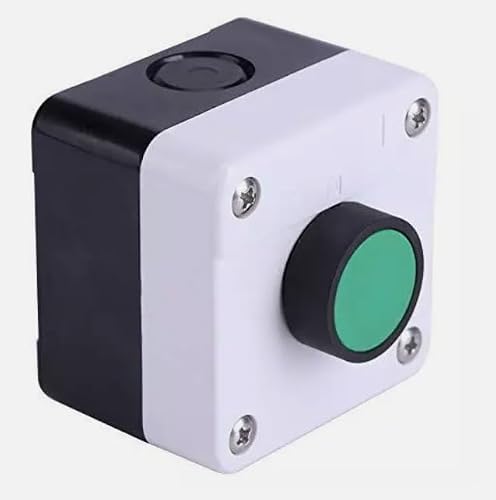 Image of Gate Switch Button - 1 Green Momentary Push Button - NO Normally Open Switch - ABS Surface Mount Control Button for Automatic Gates, Door Access & Relay Control