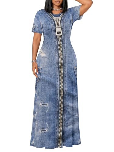 Image of SUZONANA Plus Size Dresses for Women Summer Casual Maxi Dress Short Sleeve Loose Vacation Dress