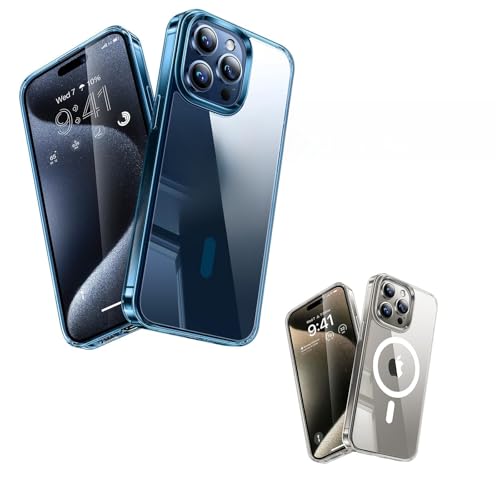 TORRAS Designed for iPhone 15 Pro Max Case for Blue Titanium Version & Crystal Clear Version