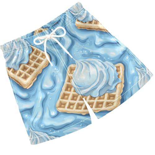 Pigsaly Boys Swim Trunks Blue Glaze Down Wafer Boys Board Shorts Swimsuit Swimwear Summer Bathing Suit XS