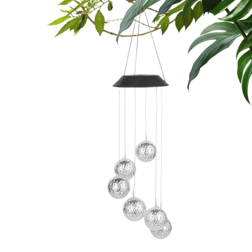 Yulokdwi Solar-Windspiele für draußen,Solar-Windspiele | Solarbetriebene Windglocken 6 Kugeln,wasserdichte Solarlicht-Windspiele, dekorative Sonnenwindlichter, Außenwindspiele für Garten, Terrasse