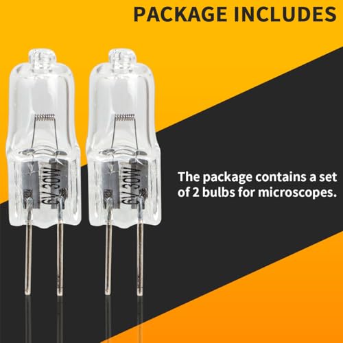 MOTOQUEEN 30W 6V Halogen Light Replacement Bulbs (2 Pcs) with G4 Bi - Pin Base for Microscopes