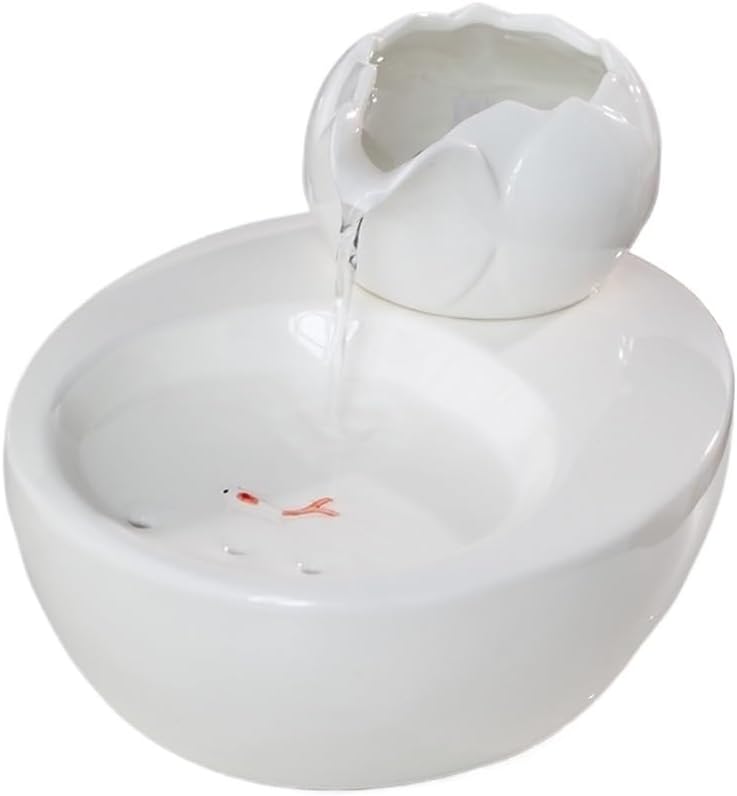 Tabletop Fountains Ceramic Fountain Running Water Ornaments Home Decoration Circulating Water Transit Office Desktop Humidifier Relaxation Fountains(White)