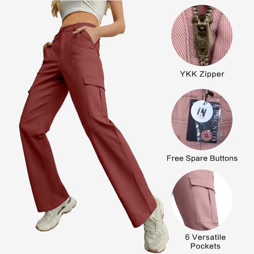 Image of Lepunuo Cargo Pants for Women High Waisted Casual Pants Baggy Stretchy Wide Leg Y2K Streetwear with 6 Pockets
