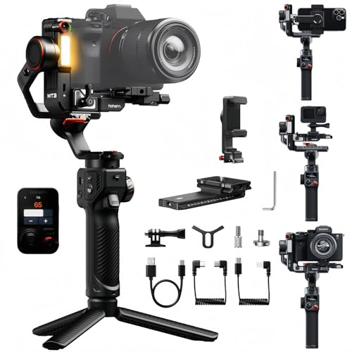 hohem iSteady MT3 Pro �J�����W���o�� �X�^�r���C�U�[ 3�� �~���[���X/�A�N�V�����J����/�X�}�z�Ή� AI�����ǐ� ���E�����C�u�r���[�����R���t�� �ω׏d2.5kg Sony/Canon/Nikon�Ή�