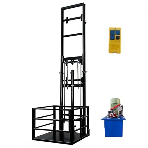 Hydraulischer Frachtaufzug 1 Tonne, 5M vertikaler Frachtaufzug, industrieller Materialaufzug mit drahtloser Fernbedienung, Hochleistungsstahlplattform für Lagerfabrik-Beladungsentladung