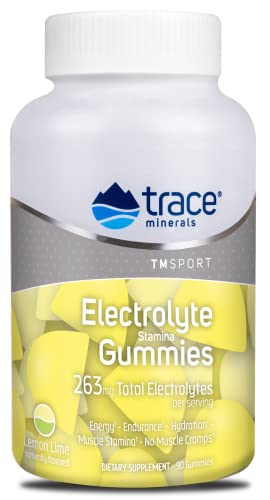 Trace Minerals | Electrolyte Stamina Gummies | Boost Energy, Endurance, & Muscle Stamina | Supports Hydration | Vegan | Lemon Lime | 90 Count (30 Servings) #TOP19