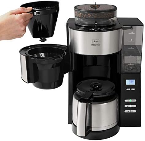 Melitta 1021-12 Filter Coffee Machine with Stainless Steel Jug, AROMAFRESH GRIND & BREW THERMAL,Silver