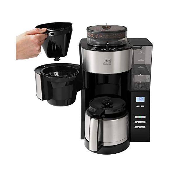 Melitta AromaFresh - Filterkaffeemaschine - integriertes Mahlwerk - mit Thermkanne - Tropfstopp - 10 Tassen - Schwarz (1021-12) – Bild 6