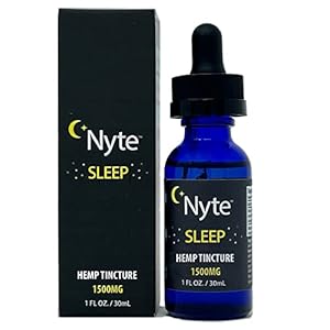 Nyte Sleep Hemp Oil Tincture – 1500 MG Hemp Extract Sleep Aid Supplement – Promotes Calm Mood, Relaxation – Made in USA…